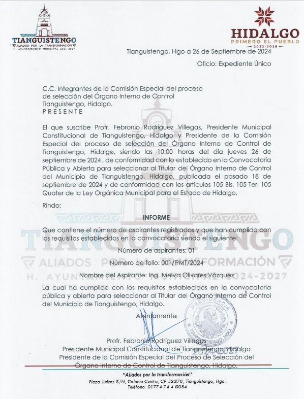 INFORME DE ASPIRANTE